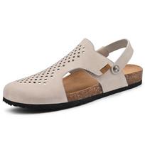 Fashion 2024 Full Cowhide Platform Casual Lazy Street Men's Sandals Summer High Quality Fashion Trend Sandals Outdoor Breathable Massage 38 smėlis