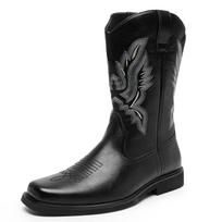Mados Retro mados siuvinėjimo kaubojiški batai vyrams Platforminiai odiniai batai vyriški užsegami aukšti batai 46 dydis Vakarų batai Botas Hombre 39 black