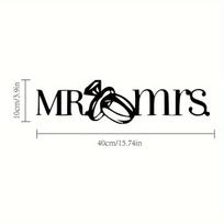 1pc Mr and Mrs Sign with Wedding Rings - Elegant Metal Master Bedroom Décor, Perfect Wedding Gift, Anniversary Sign for Couples šviesiai pilka spalva