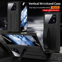 Luxury Vertical Silicone Wristband Case for Xiaomi Mix Fold4 Solid Color with Integrated Stand Glass Front Film Skin Feel Shockproof Protect Cover For Mi Mix Fold 4 juoda