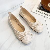 Fashion Women's Casual Shoes Stretch Fabric Ballet Flat Butterfly-Knot Breathable Square Toe Slip on Loafers Autumn Comfortable Green PU 35 smėlis