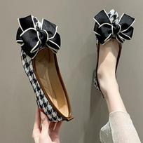 Fashion Women Flats with Bow Zapatos Planos De Mujer Woman Summer Shoes Flat Shoes   Velvet Black Moccasins 35 pilka spalva