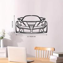 1 vnt., metalo iškabos dekoras, sportinio automobilio metalinis sieninis pakabukas, sieninis dekoras, tuščiavidurio silueto menas, interjero namų dekoravimas juoda
