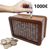 Taupymo dėžutė 10000 Taupyklių Taupyti 10000 Eurų Pinigų seifas Vaikų piniginė Indėlis su skaitliuku Eur Medinė dėžutė beige