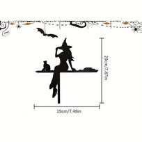 Halloween Black Cat Witch Acrylic Corner Sign Spooky Door Decor For Indoor and Outdoor Use juoda