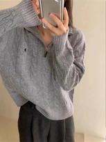 Autumn Winter Y2k Vintage Knitted Pullovers Women Korean Style Casual Losse Zipper Solid Sweater Female Streetwear Chic Clothing S pilka spalva