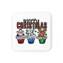 Merry Christmas Square Coaster Best Absorbent Coasters Gift Reindeer Snowman Cup Mat Gifts for Home Kitchen Decorations white