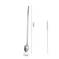 Glossed Sippy Spoon Environmental Protection Easy To Clean Straight Pipe With Ecological Consciousness Gold Filter Straw Durable gray