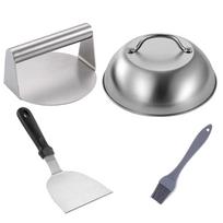 Stainless Steel Burger Press Kit BBQ Tool Set for Outdoor Grilling Easy to Use Clean Safe Perfect Gift for for Home 16.00X16.00X8.00CM gray