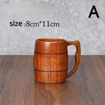 Medinis alaus puodelis Retro didelės talpos arbatos vanduo Klasikinis medinis geriamasis puodelis 301-400ml brown