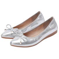 Fashion Butterfly Knot Flats Ballet Flat Shoes Women Spring Autumn Butterfly Pointed Toe Silver Foldable Shoes Zapatos Casuales De Mujer 39