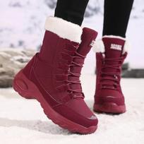 Fashion Women High Boots Platform Fur Warm Snow Boots Winter Shoes Waterproof Slip on Women Comfortable Outdoor Ankle Hiking Boots 43 juoda