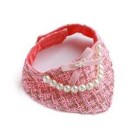 Accessories Dog Saliva Towel Cat Necklace Puppy String Bib Pearl Collar Dog Neckerchief Pet Bandana rožinė