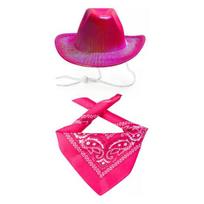 Yousheng Dog Cowboy Costume Set Adjustable Buckle Breathable Comfortable To Wear Hat Bandana Scarf for Small Medium Large Dogs Pets rožinė raudona spalva