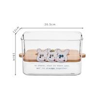 Transparent Tissue Box Dog Pattern Wood Lid Rounded Edge Minimalist PET Smooth Surface Napkin Box for Kitchen white