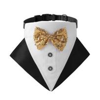 Pet Collar Adjustable Dog Bandana Collar with Bow Elegant Charming Pet Triangle Bib Costume for Wedding Party juoda