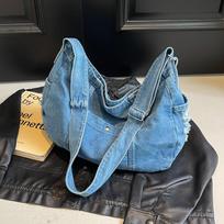 Cross-body bag denim bag female simple retro messenger bag new casual all-in-one fashion student backpack gray