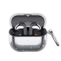 Skaidrus apsauginis dėklas smūgiams atsparus ausinių dėklo dangtelis apsaugai nuo kritimo skaidrus dėklas su raktų pakabuku skirtas Samsung Galaxy Buds 3/Buds 3 Pro