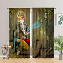 2pcs Bohemian Curtains Window Drapes With Mandala Flower Elephant Tropical Plant Print Pattern Grommet Top Curtain For BedRoom 100W130H(CM)40x51in&Grommet Top gray
