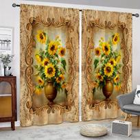 Red Gold Diamond Flower Floral Window Curtains Blinds For Living Room Kid's Bedroom Bathroom Kicthen Office Door Home Decor2Pcs W65X60H(cm)X2Pcs&Hook