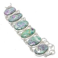 Ruby Fuchsite Gemstone Handmade 925 Sterling Silver Bracelet7-8  q0B80