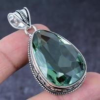 Aqua Apatito Brangakmenio Rankų Darbo 925 Sterlinginio Sidabro Papuošalo Pakabukas 2.17  P4C44 gray