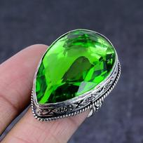 Peridotas brangakmenis, rankų darbo 925 sidabrinis dovanos papuošalas, 9 dydis F6B19