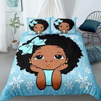 frican American Duvet Cover Gilrs Kids Cute Ballet Princess Dancer Bedding Set Double Queen King Size Polyester Qulit Cover 70x133cm 2pcs