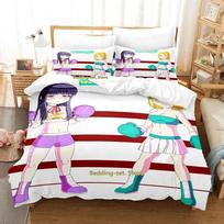 Kawaii Hi Score Girl Bedding Set Single Twin Full Queen King Size Bed Set Adult Kid Bedroom Duvetcover Sets Girls Anime Bed 70x133cm 2pcs black