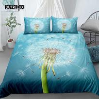 Dandelion Duvet Cover Set King Size Fresh and Natural Style Twin Bedding Set Botanical Printed Quilt Cover For Kids Teens Adults EU single(135x200cm) black