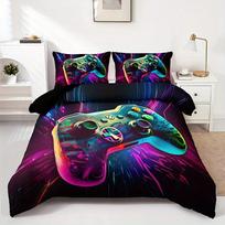 Cartoon Cool Gamepad Duvet Cover Set 1 Duvet Cover+2 Pillowcase Soft And Comfortable HD Printing Bedding Set For Home Pillowcase 135X200cm black