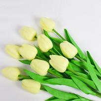 10Pcs Premium Artificial Flowers Real Touch Tulips Bouquet Fake Flowers For Home Room Bedroom DIY Decor Party Wedding Decoration 10pcs beige