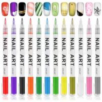 12 spalvų 3D nagų dailės rašiklių rinkinys, nagų lako rašikliai, nagų taškavimo rašiklis, piešimo, tapybos, kontūravimo šepetėlis A-12 colors