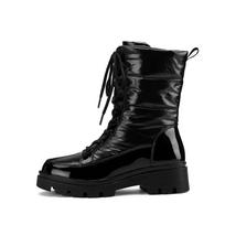Krazing Pot Microfiber Down Boots Cold-resistant Winter Shoes Med Heels Size 44 Super Size Snow Boots lace up Round Toe Keep Warm Ankle Boots 35 juoda