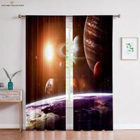 Fantasy Starry Sky Planet Universe 3D Printed Curtains, Bedroom, Living Room, Study, Realistic Atmosphere, Decorative, 2Pcs W50X130H(CM)X2PCS&Grommet Top