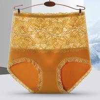 Cotton High Waisted Underwear for Women Comfortable Lace Briefs Lifting Buttocks Pure Cotton Crotch Plus Size Triangle Panties M brown