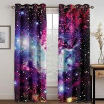Galaxy Outer Space Curtains for Living Room Bedroom Decoration Art Curtains for Living Room Bedroom Decor 2 Pieces 100W130H(CM)40x51in&Hook gray