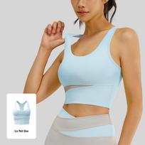 Juyitang High-Impact Splicing Sports Bra for Women - Shockproof, Gathered Support, Nude Running & Yoga Vest Double Extra Large brown
