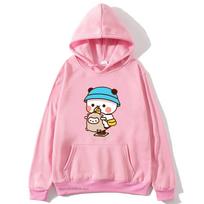 Cute Couple Bubu and Dudu Is Playing At The Park Graphic Hoodie Sweatshirt Panda Bear Clothes Women Kawaii Casual Pullover XXXL