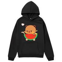 Baby Dudu InThe Watermelon Cart Hoodies for Women Girls Panda Bear Graphic Sweatshirt Kawaii Cute Clothing Y2k Streetwear S