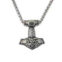 Stainless Steel Thor's Hammer Necklace - Odin's Goat Mjolnir with Irminsul Sigil Pendant for Viking Pagan Jewelry Gifts for Men Single Pendant