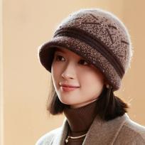 Women's Winter Warm Stylish Versatile Fashionable Beret Hat Anti-cold Ear Protection Wool Cap Middle-aged And Elderly Mom Hat One Size kava