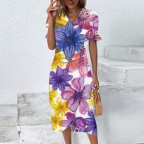 Paplūdimio suknelės moterims Pavasarį Vasarą Elegantiška apvyniojama V kaklo Boho suknelė Flowy Ruched Havajų Maxi suknelė XXL violetinė