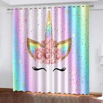 Rainbow Horse Unicorn Shade Curtains Kids Room Curtains 2 Panel Boys Girls Bedroom Living Room Decorative Curtains 50W130H(CM)X2PCS&Grommet Top