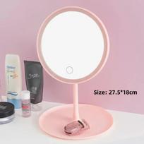 LED makiažo veidrodis, išmanus reguliuojamas trijų spalvų šviesos makiažo veidrodis, stalo užpildymo šviesos veidrodis, vieno prisilietimo įkrovimo modelis white