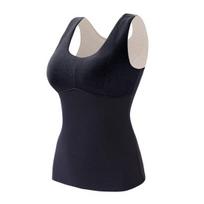 Winter Women Thermal Vest with Chest Pads Seamless Velvet Fast Temperature Lock Heating V Neck Slim Fit Elastic Sleeveless Inner Wear Bottoming 2XL juoda