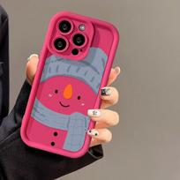 Kalėdinis telefono dėklas iPhone 11 13 12 14 15 16 Pro Max XR XS Samsung A15 A55 A05 Redmi 12 13C OPPO A16 A18 A60 Reno 11 Vivo Y17S Y12 infinix note iPhone 7&8 rožinė