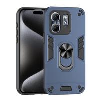 KEYSION Smūgiams atsparus dėklas Infinix Hot 50i, silikoninis+PC, su kameros apsaugos žiedu ir stovu, telefono galinis dangtelis Infinix Smart 9 9 HD for Smart 9 mėlyna
