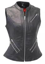 Western Classic Coat Black Waistcoat Lambskin Leather Women Button Vest Jacket S juoda
