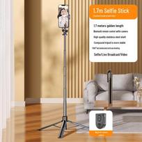 New Anti-Shake Four-Axis Gimbal Selfie Stick with Tripod for Mobile Live Broadcast and Travel 1.7m Compound Tripod with Bluetooth Remote Control